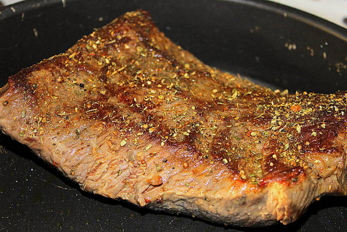 Marbled beef piece in the oven