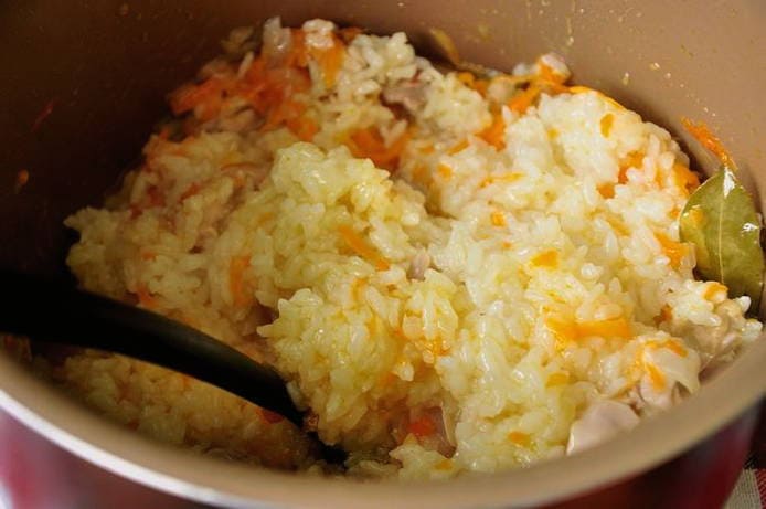 Pilaf with chicken as in kindergarten