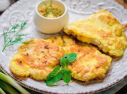 Turkey steak in batter