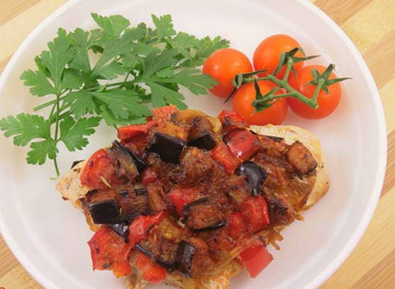 Turkey steak with vegetables in the oven