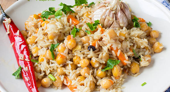 Uzbek pilaf with chickpeas