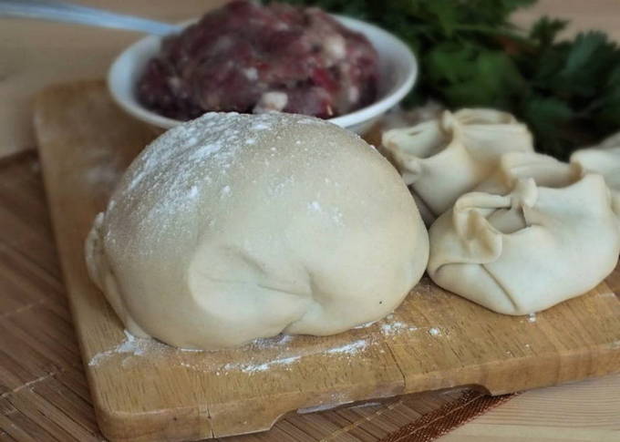 Dough for manti on mineral water with vegetable oil