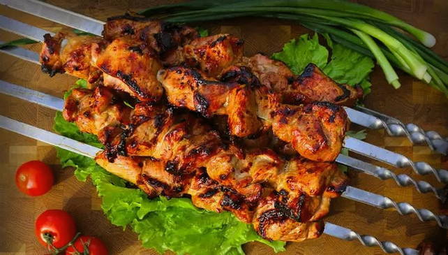 Grilled turkey thigh shashlik