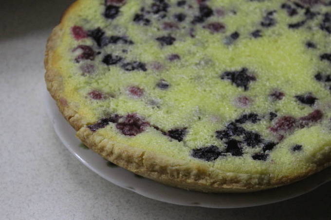 Tarte ouverte aux bleuets et garniture à la crème sure