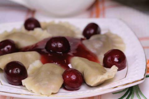 Cherry dumplings with water dough