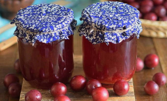 Red cherry plum jelly for the winter