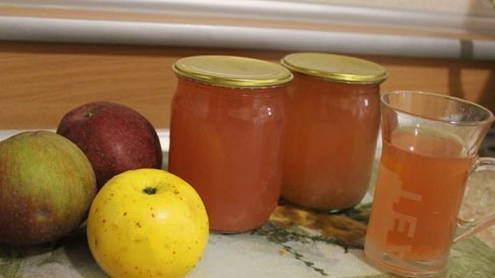 Ranetka juice in a juicer for the winter