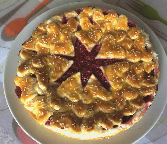 Pâte feuilletée aux framboises au four