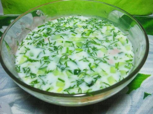 Okroshka with sour cream