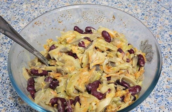 Salade de haricots et champignons