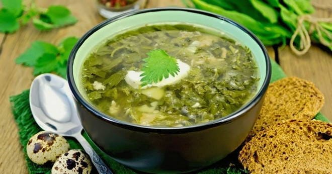 Sorrel soup with chicken and egg