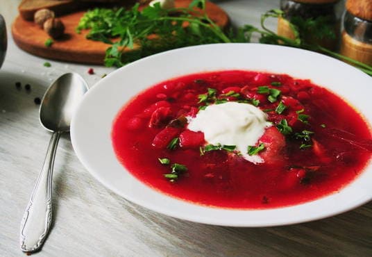 Hot beetroot with meat